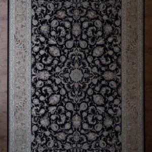 Persischer Sarug Maschienteppich, Dunkelblau, florales Muster