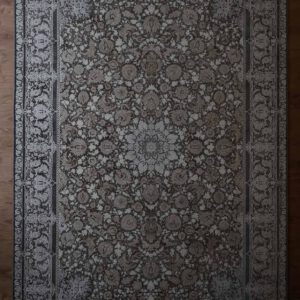 Persischer Sarug Maschinenteppich, beige-grau, florales Muster