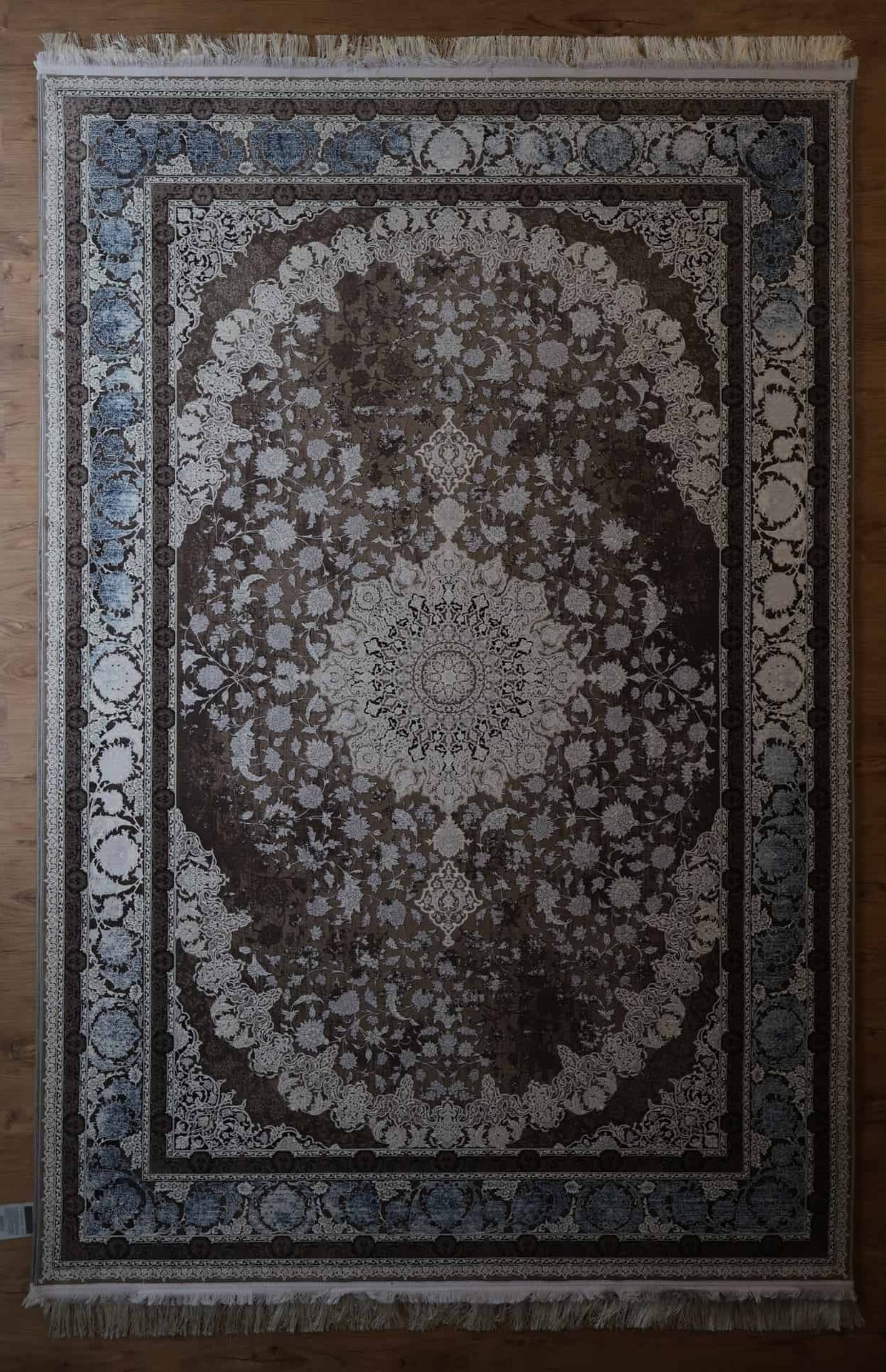 Persischer Sarug Maschinenteppich, braun, Medaillon, floral