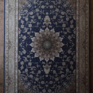 Persischer Tabriz Maschinenteppich, blau, Medaillon, floral