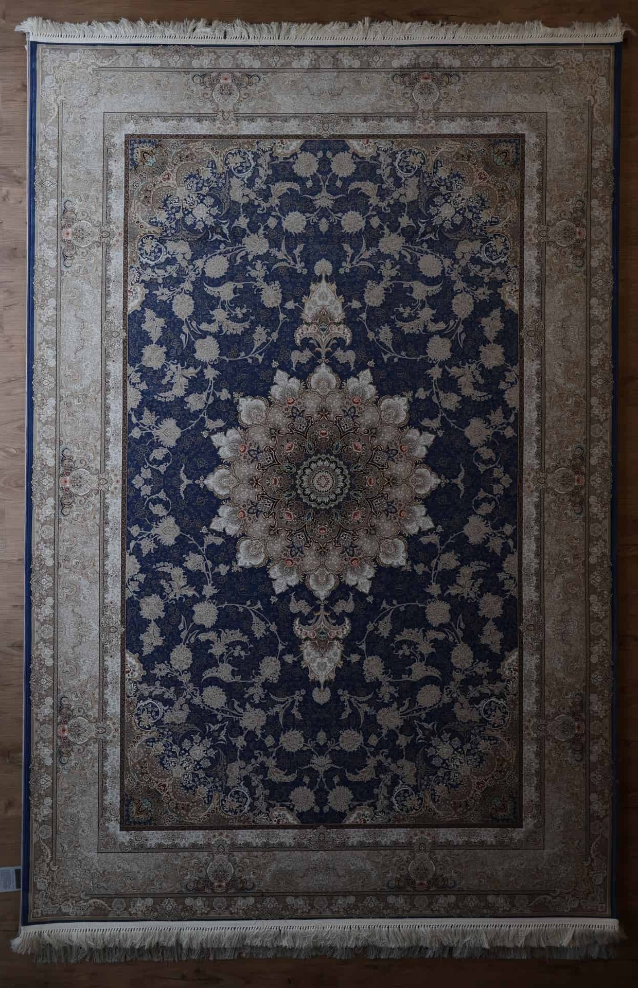 Persischer Tabriz Maschinenteppich, blau, Medaillon, floral