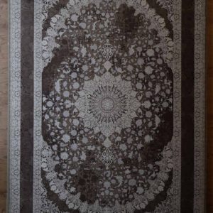 Persischer Esfahan maschinenteppich, braun, florales Medaillon