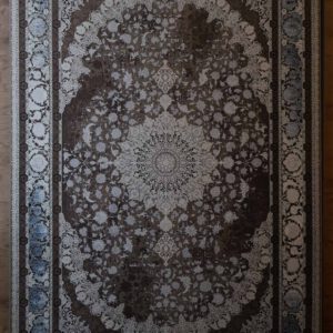 Persische Esfahan Maschinenteppich, braun, Medaillonmuster