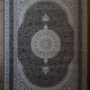 Persischer Esfahan maschinenteppich, grau, Medaillon-Muster