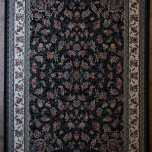 Persische Esfahan Maschinenteppich, dunkelblau, florales Muster