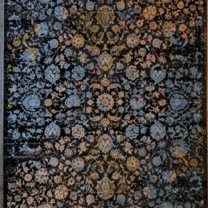 Persische Hosseinabad Maschinenteppich, schwarz, florales Muster