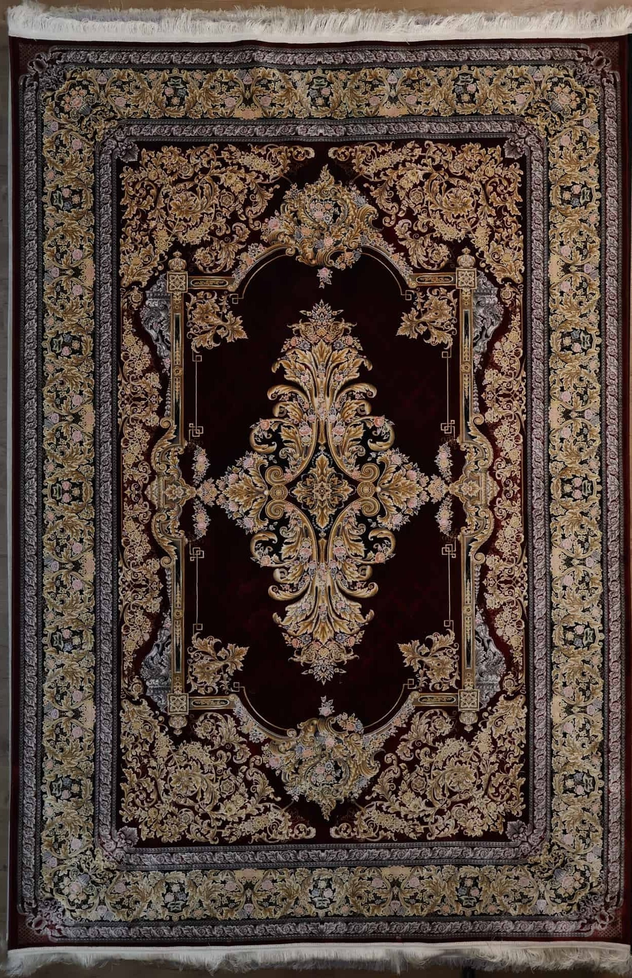 Persische Tabriz Maschinenteppich, bordeaux, florales Ornament