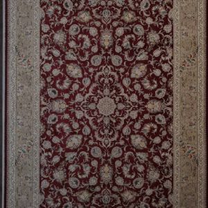 Persischer Sarug Maschinenteppich, bordeaux, florales Muster