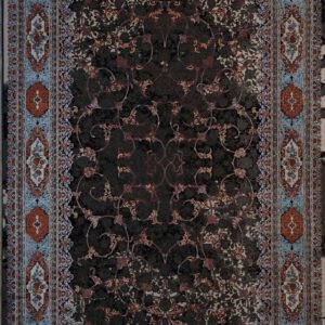 Persischer Tabriz maschinenteppich, schwarz, florales Ornament