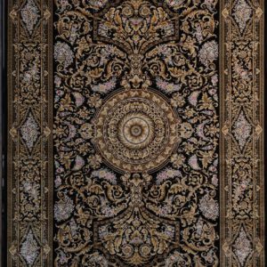 Persischer Bidjar Maschinenteppich, schwarz-gold, Medaillon