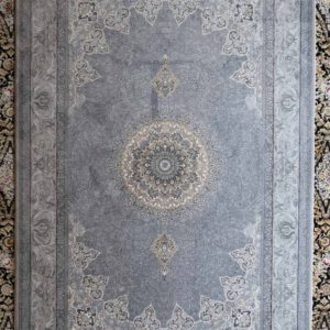 persische maschinen teppich 230x145, grau, Medaillonmuster