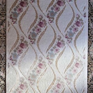 Teppich, creme, florales Wellenmuster, pastellrosa