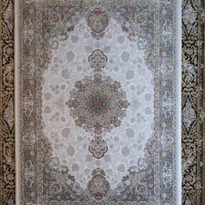 persischer maschine teppich, hellgrau, Medaillonmuster