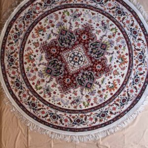 persische maschinenteppich, rund, creme, florales Medaillon