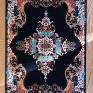 Persische Maschinenteppich, dunkelblau, zentralmedaillon