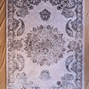 persische maschinenteppich, creme, florales Medaillonmuster