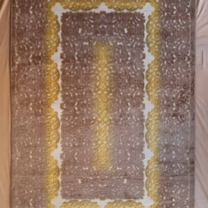 persischer maschinen teppich, beige braun, gelbe Bordüre