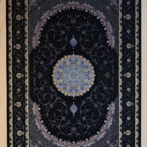 Persischer Maschinenteppich, dunkel, mittiges Medaillon