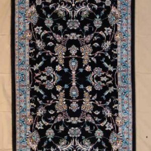 persischer maschinen teppich, Läufer, schwarz, florales Muster