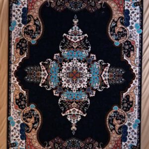 perschischer maschinenteppich, dunkelblau, Ornamentmuster