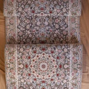 persischer maschinenteppich, grau, florales Medaillonmuster