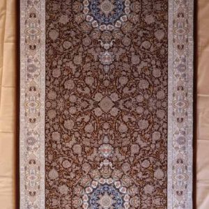 persischer maschinenteppich, braun, Medaillon, Blumenmuster