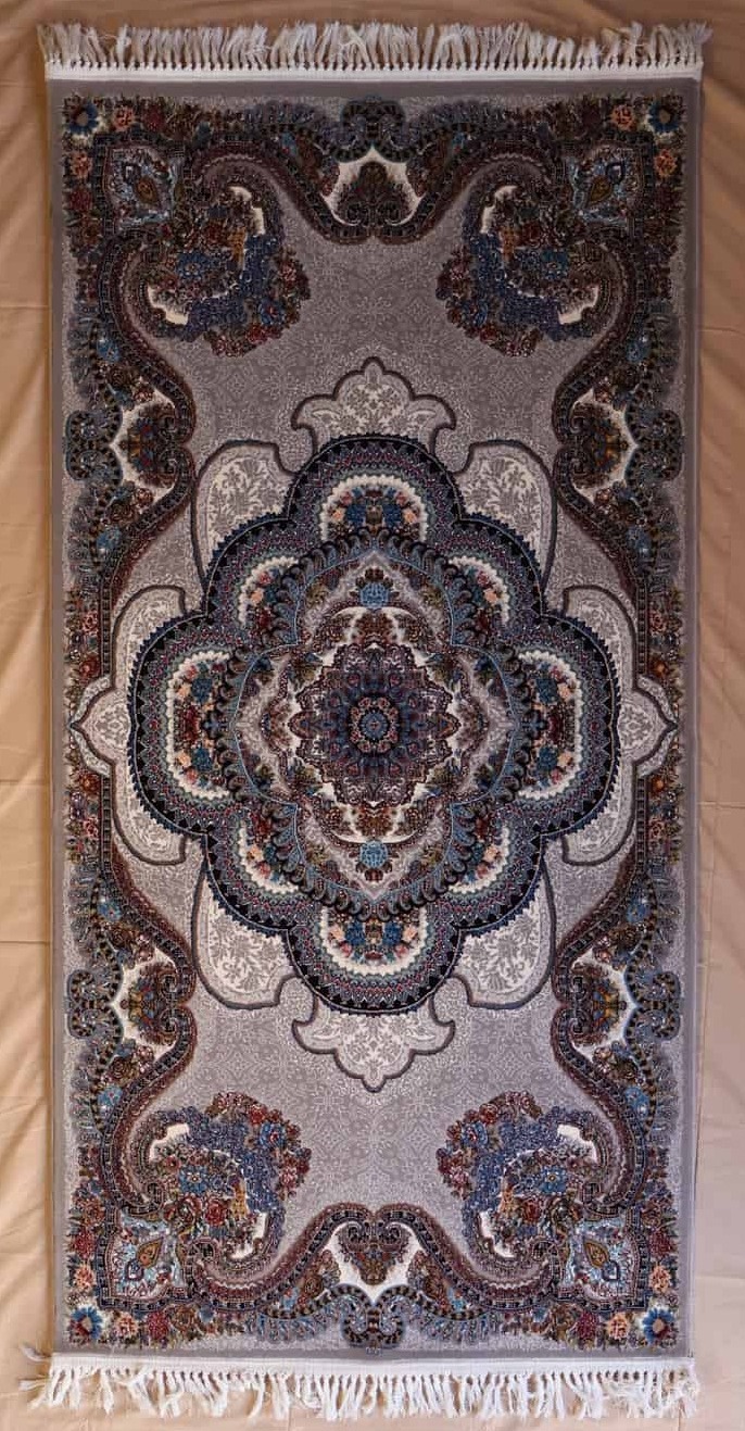 persischer maschinen teppich, grau, Medaillon-Muster