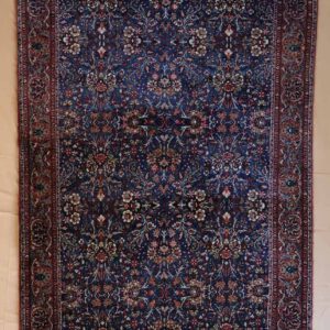 persischer handeknüpft teppich, dunkelblau, florales Muster