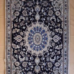 persischer handgeknüpft Teppich, dunkelblau, Medaillon-Muster