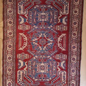 Kasak handgeknüpft Teppich, rot-blau, geometrisches Muster