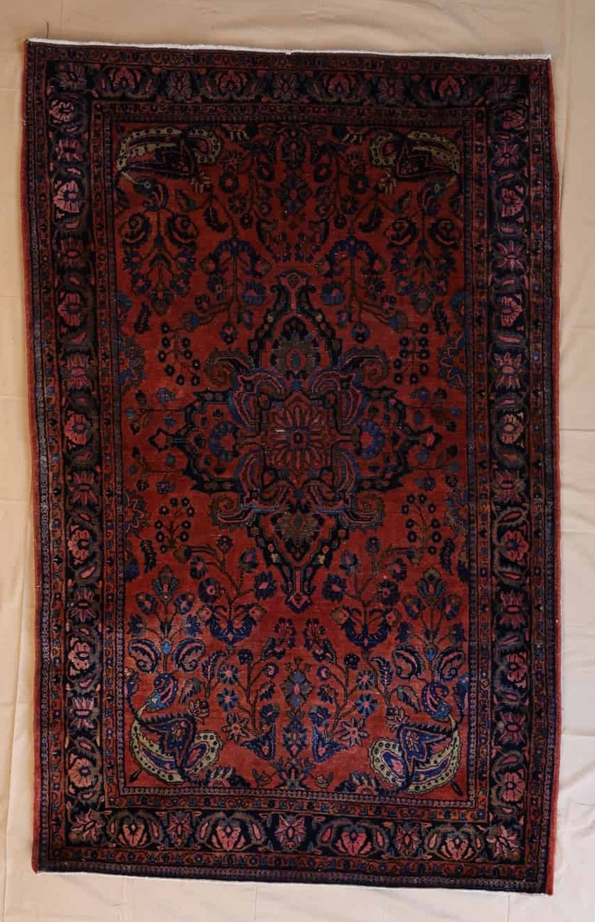 alte persische handgeknüpft teppich, rot, florales Muster