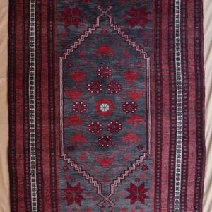 alte persische Bluch, rot-grau, geometrisches Muster