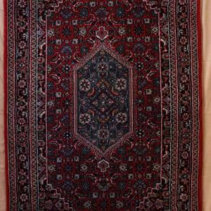 Indo Bidjar handgeknüpftteppich, rot-blau, Medaillonmuster