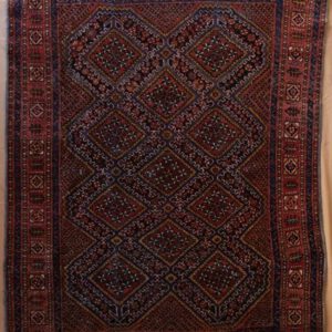 alte persischer handgeknüpftteppich, dunkelrot, Rautenmuster