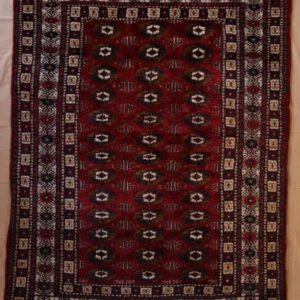 Buchara handgeknüpftteppich, rot, klassisches Gül-Muster