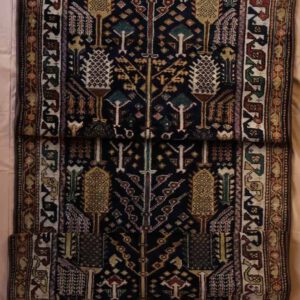 alte persische Bluchteppich, dunkelblau, Baum-des-Lebens-Muster