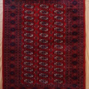 alte Buchara handgeknüpftteppich, rot, klassisches Gül-Muster