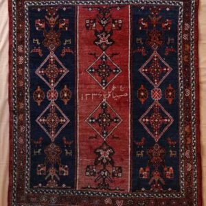 alte persischer Beluch Teppich, rot-blau, Nomadenmuster