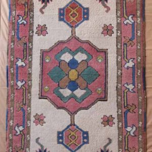 turkisch handgeknüpft teppich, rosa, geometrisches Muster