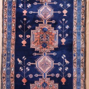 türkische handgeknüpftteppich, dunkelblau, geometrisches Medaillon