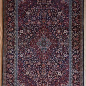 alte persisher handgeknüpftteppich, dunkelblau, Medaillon