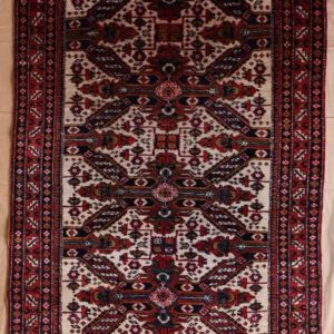 turkische handgeknüpftteppich, creme, rot, geometrisch