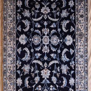 Persischer handgeknüpftteppich, dunkelblau, florales Muster