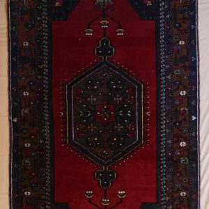 Persischer Bluch Teppich, rot dunkelblau, geometrisches Medaillon