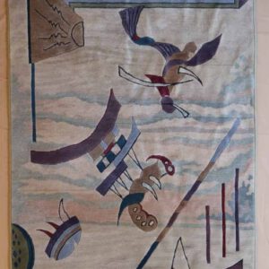 Nepal handgeknüpftteppich, beige, abstraktes Muster