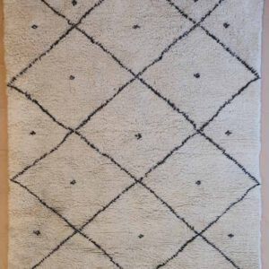 Barbateppich, creme, schwarzes Rautenmuster