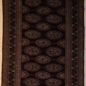 Buchara handgeknüpft Teppich, dunkelrot, klassisches Gül-Muster