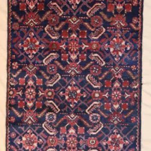 persischer handgeknüpft teppich, Läufer, dunkelblau, rot, geometrisch