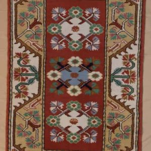 türkische handgeknüpftteppich, rot-elfenbein, florales Muster