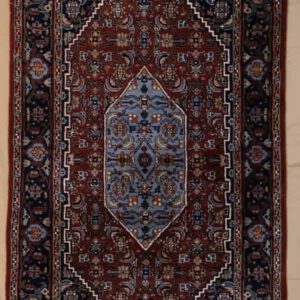 indo Bidjar handgeknüpftteppich, rot-blau, Medaillonmuster